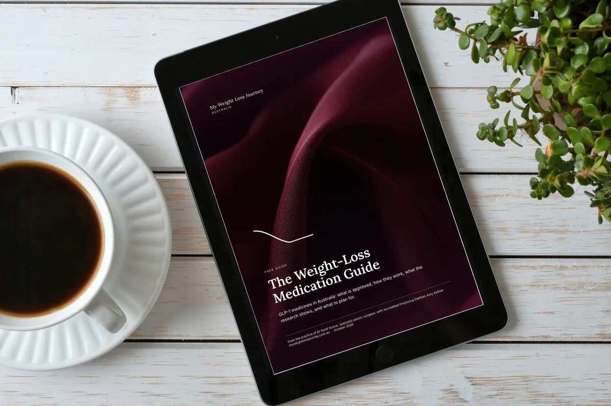 The Weight-Loss Medication Guide open on a tablet