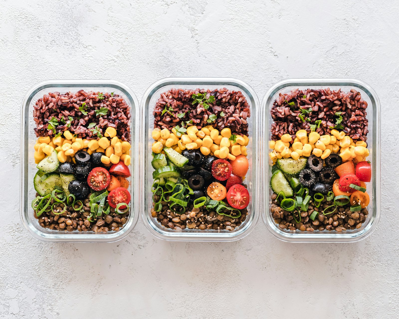 Prepared meals in glass containers